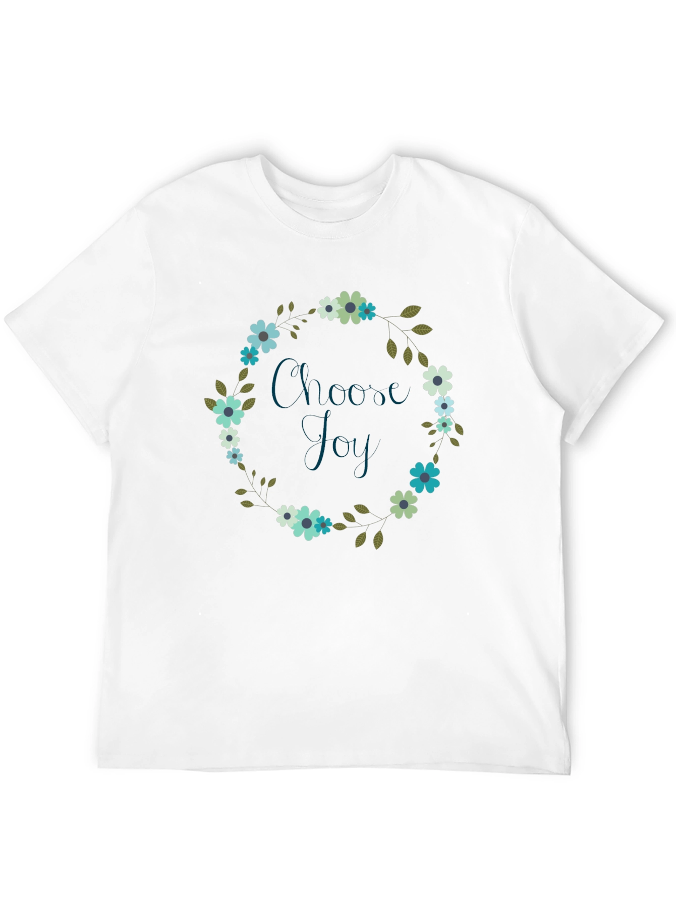 Choose Joy Floral Wreath Black T-Shirt