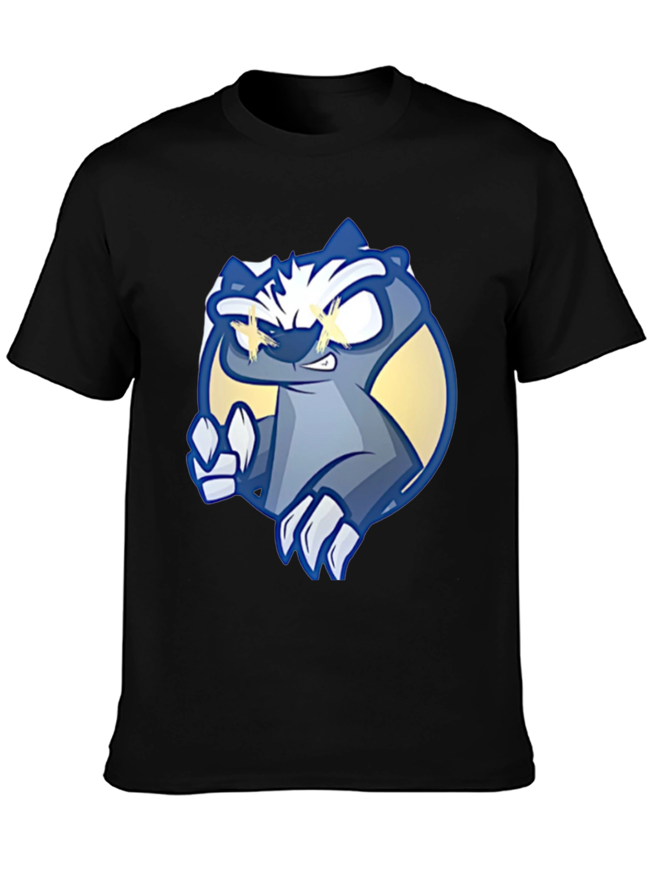 Cool Cartoon Badger Graphic Black Tee
