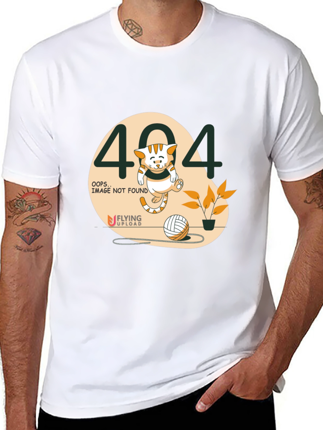 Error 404 Cat Graphic Tee - Novelty Shirt