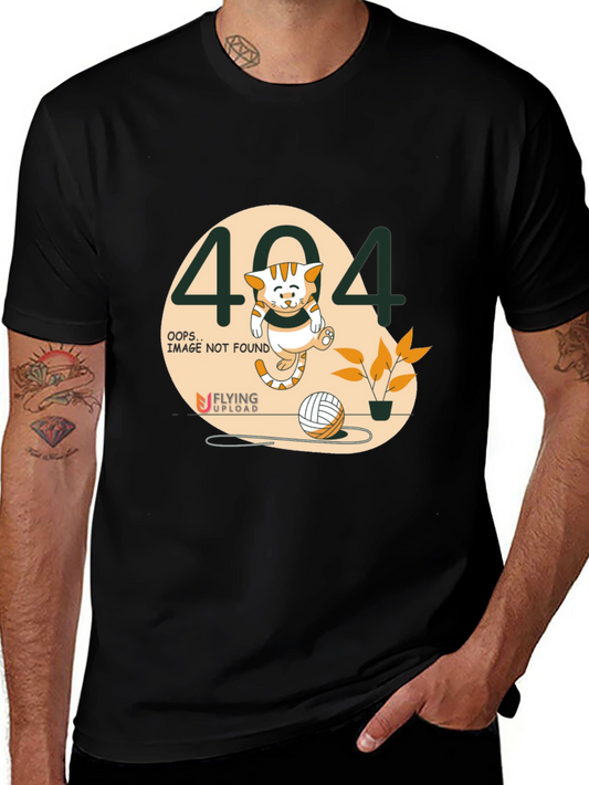 Error 404 Cat Graphic Tee - Novelty Shirt