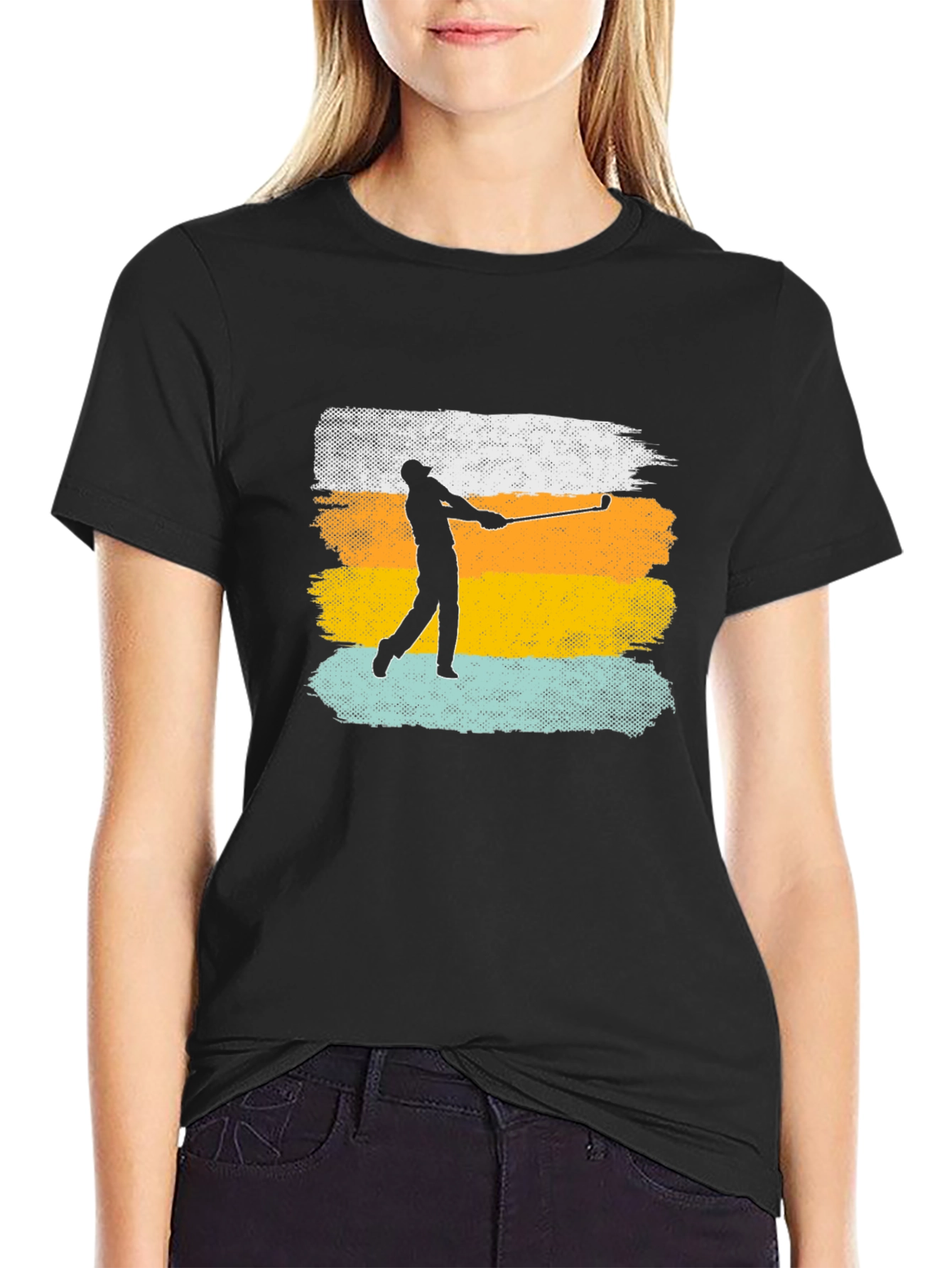 Golfer Silhouette Retro T-Shirt