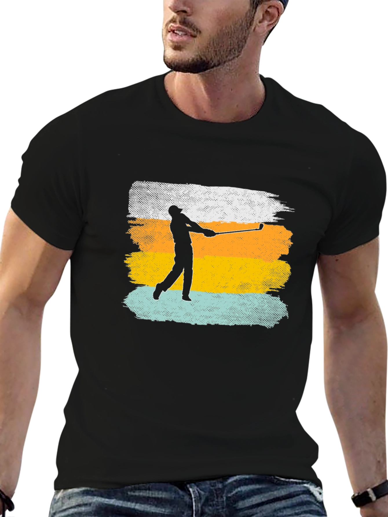 Golfer Silhouette Retro T-Shirt