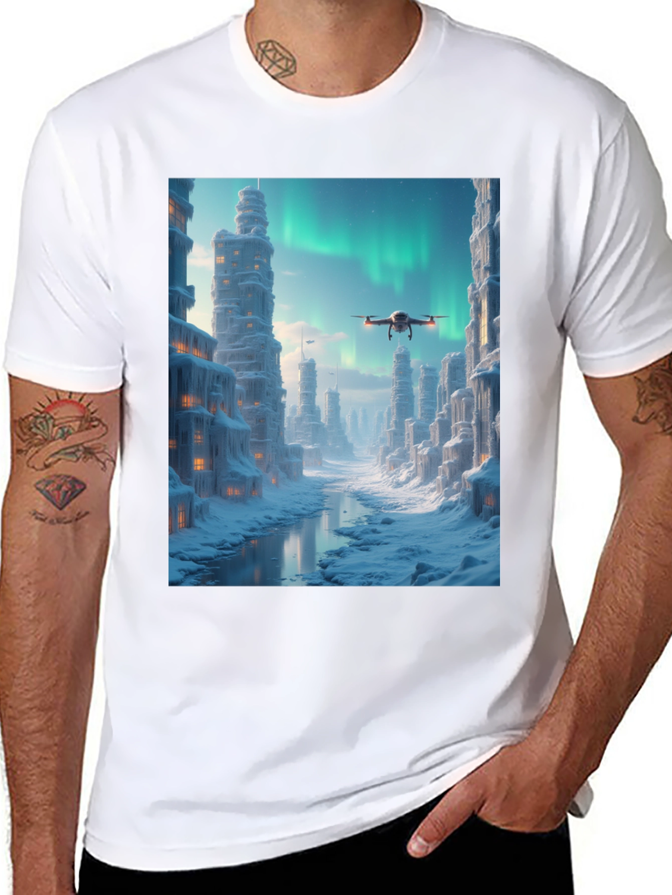 Arctic Drone City T-Shirt: Unique Design Stylish Tee