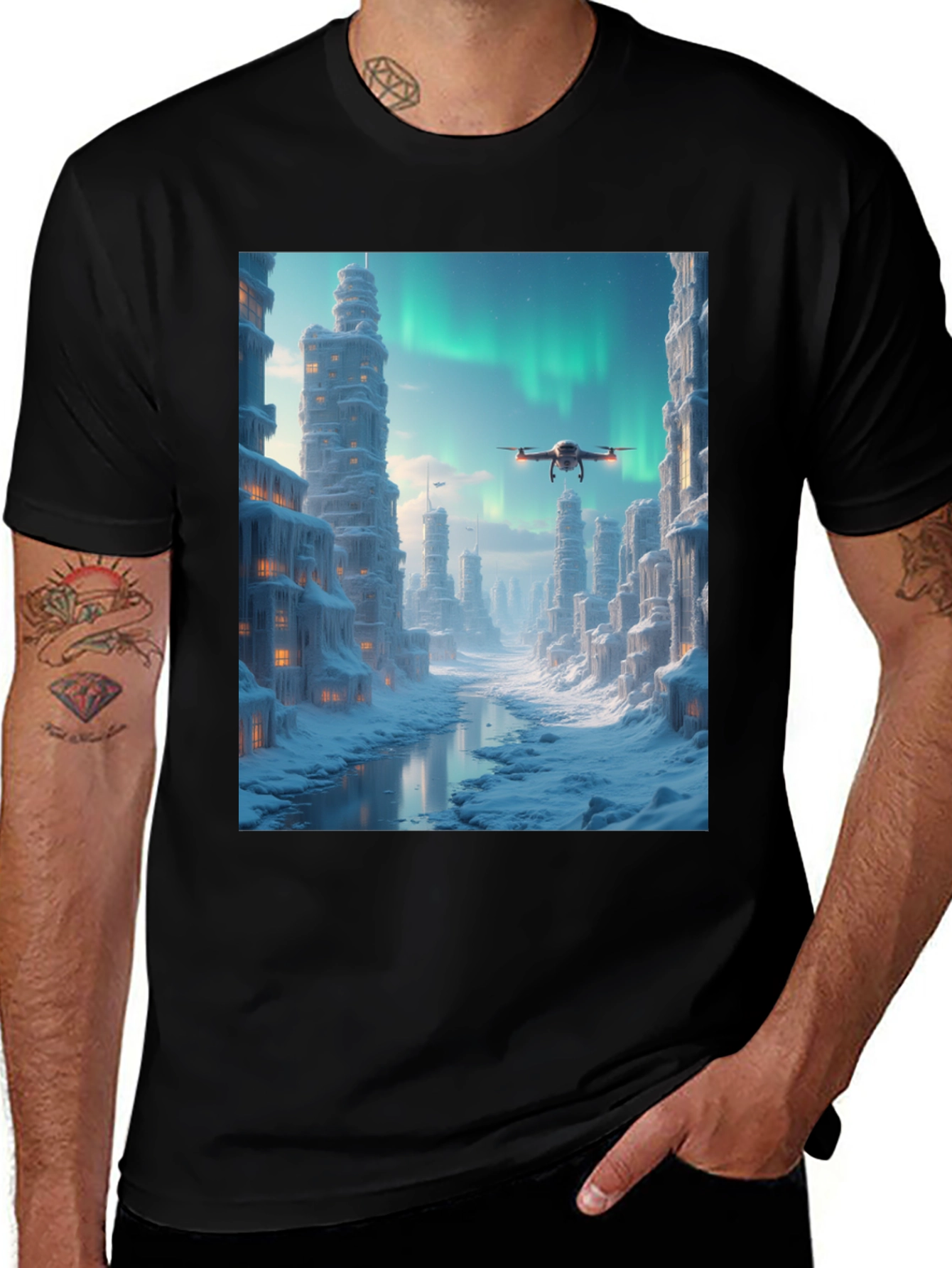 Arctic Drone City T-Shirt: Unique Design Stylish Tee
