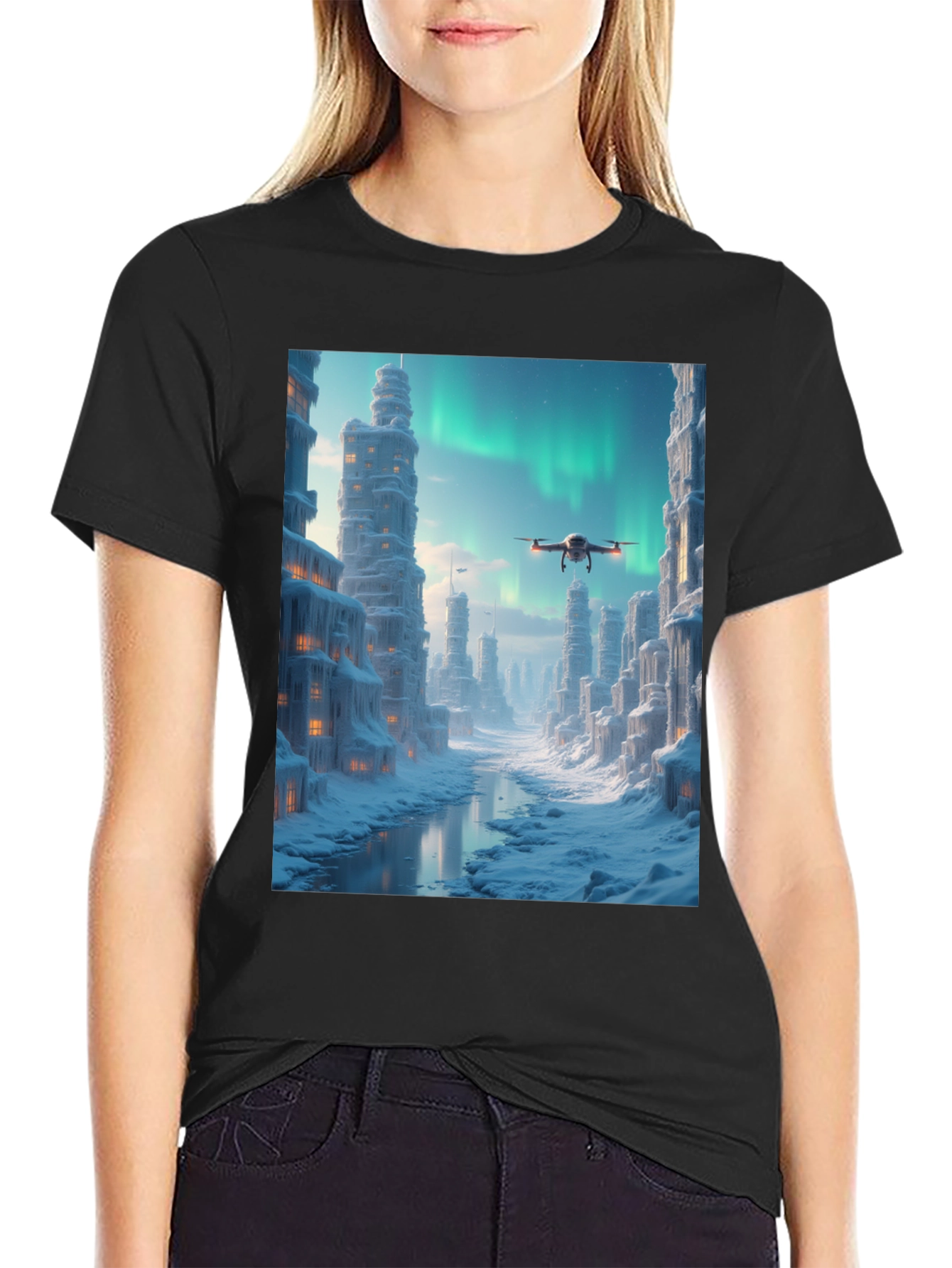 Arctic Drone City T-Shirt: Unique Design Stylish Tee