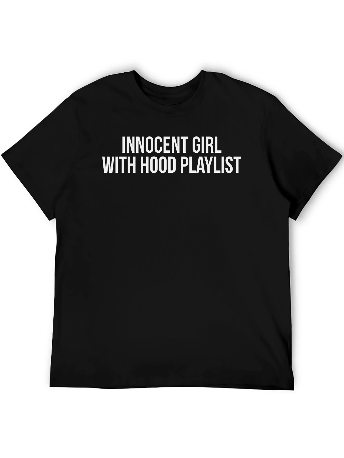 Innocent Girl With Hood Playlist Black T-Shirt