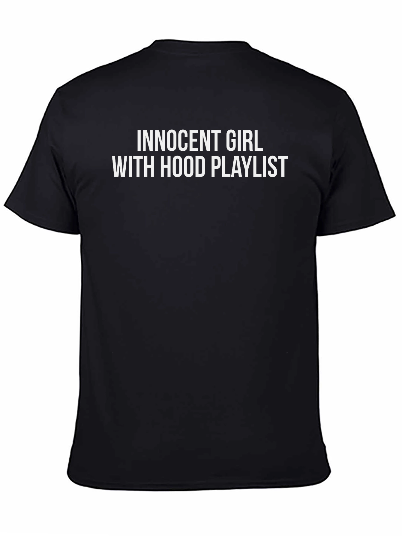 Innocent Girl With Hood Playlist Black T-Shirt