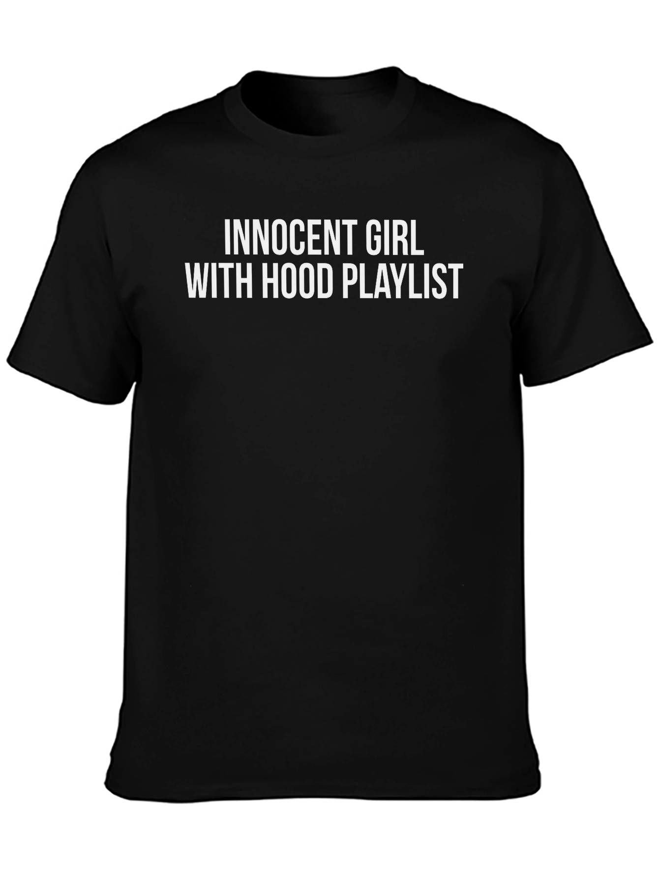 Innocent Girl With Hood Playlist Black T-Shirt