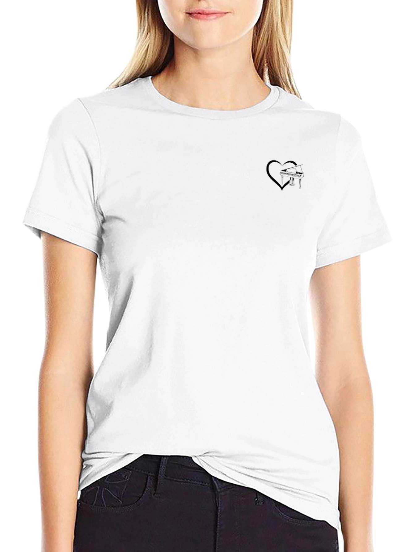 Mens Black Graphic T-Shirt with Heart & Airplane Design