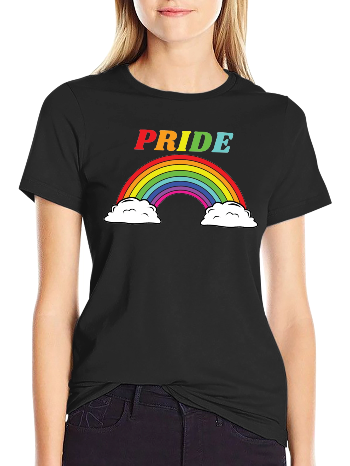 Pride Rainbow Graphic Tee - Soft Black T-Shirt
