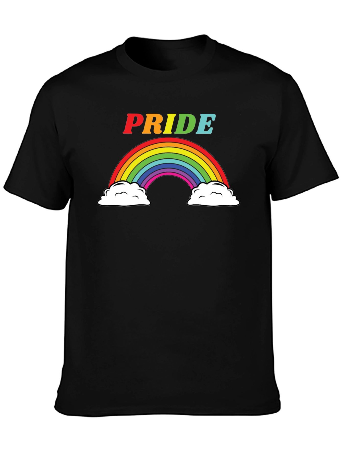 Pride Rainbow Graphic Tee - Soft Black T-Shirt