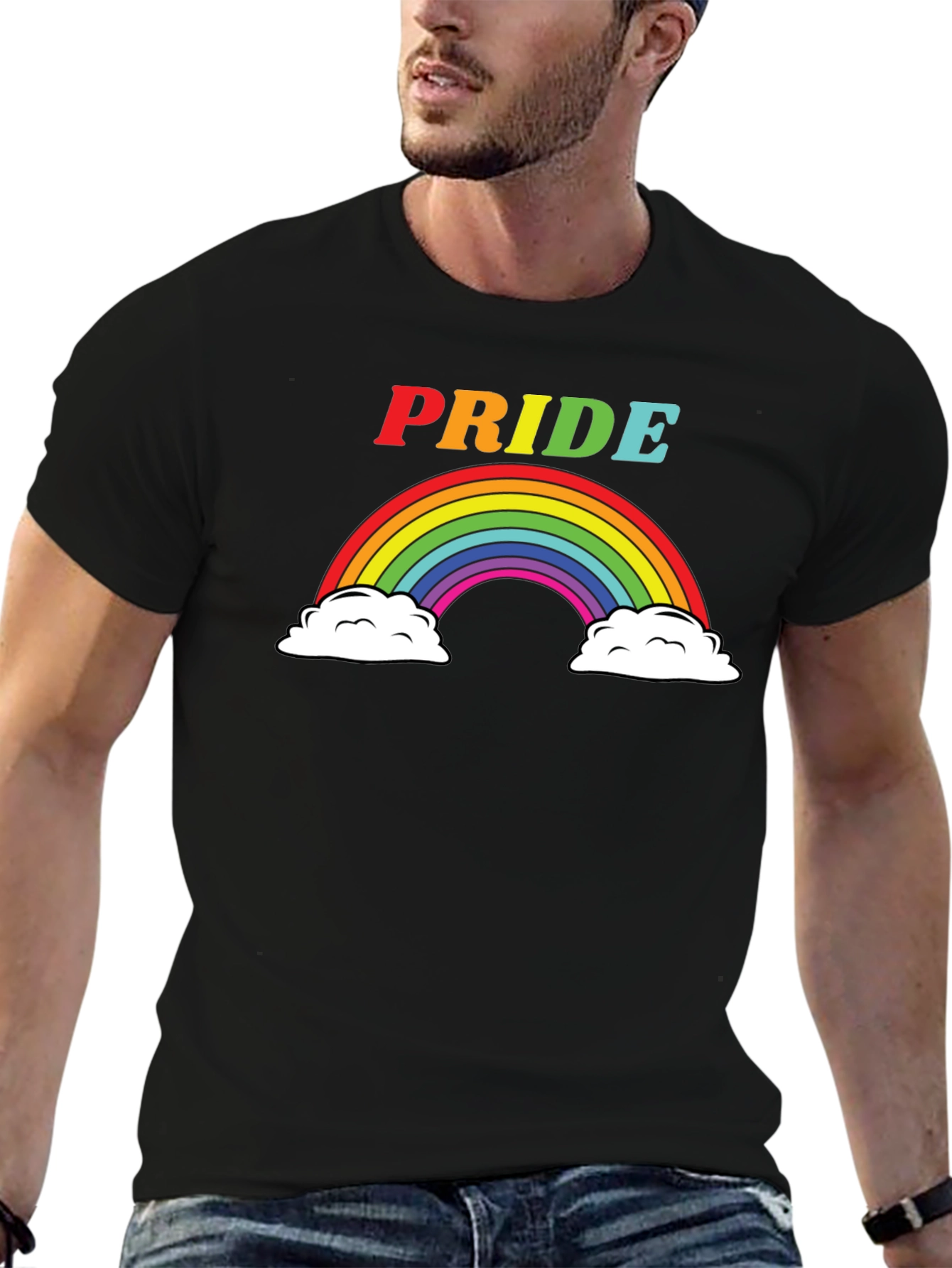 Pride Rainbow Graphic Tee - Soft Black T-Shirt