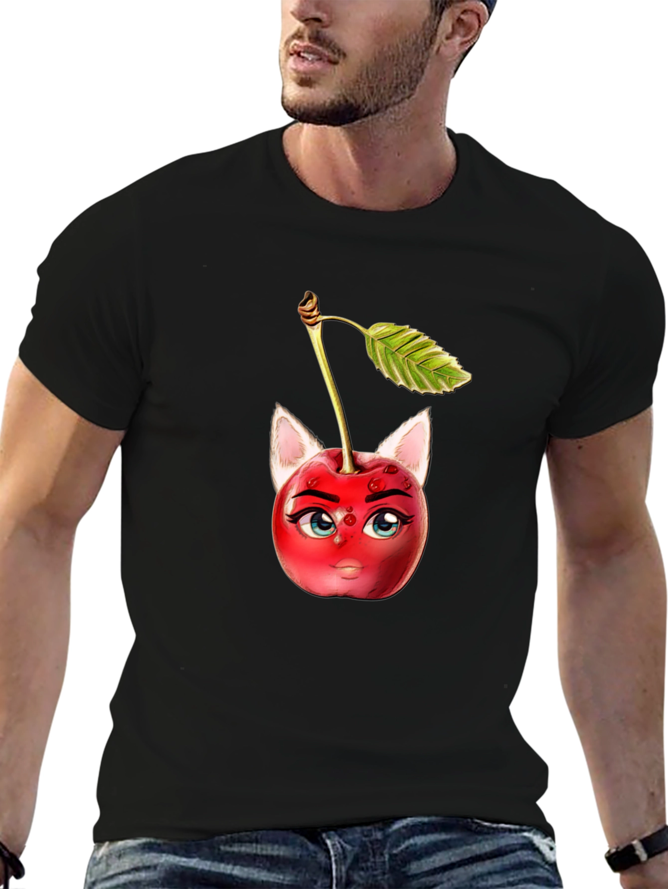 Whimsical Cherry Cat T-Shirt