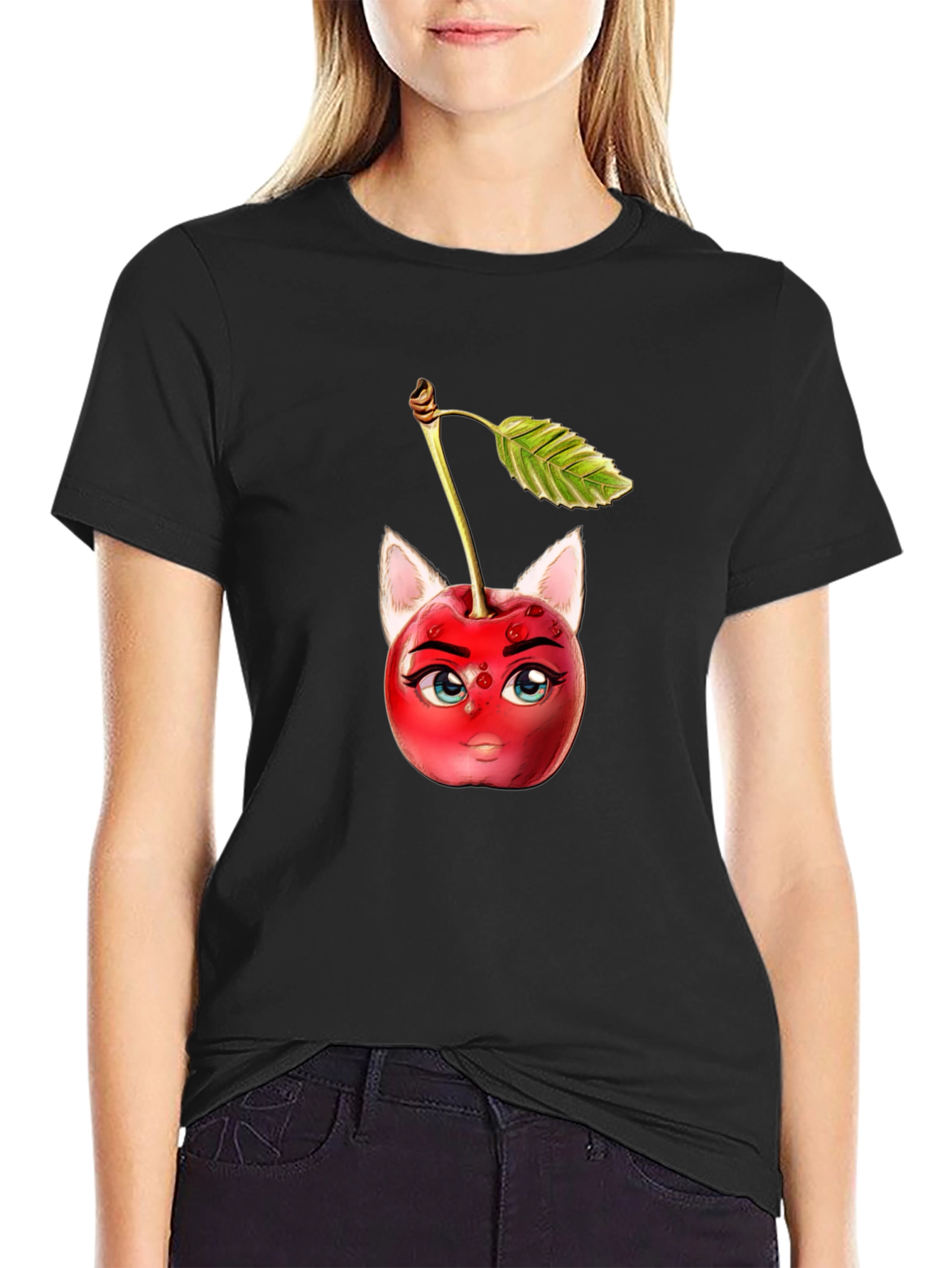 Whimsical Cherry Cat T-Shirt