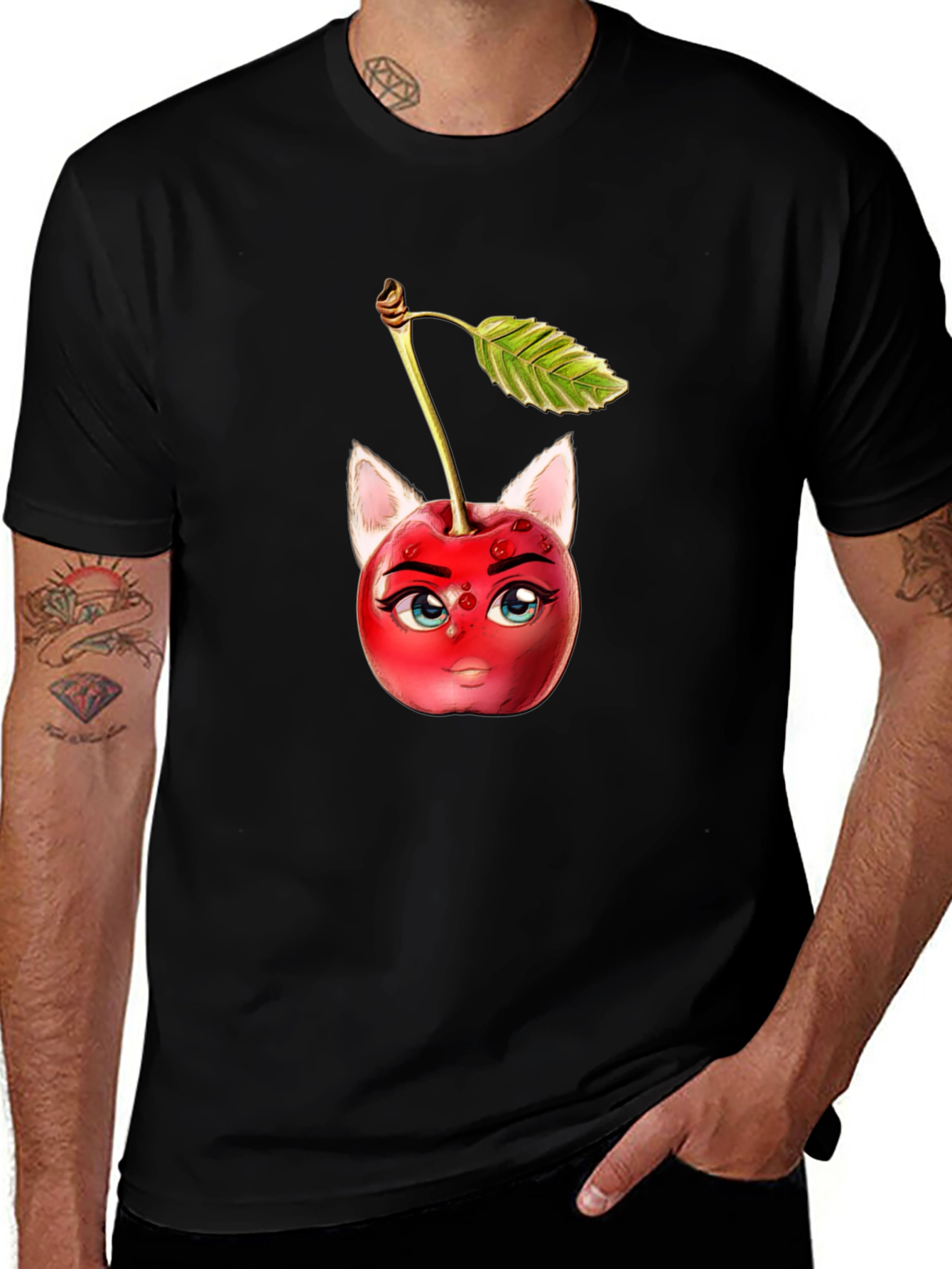 Whimsical Cherry Cat T-Shirt