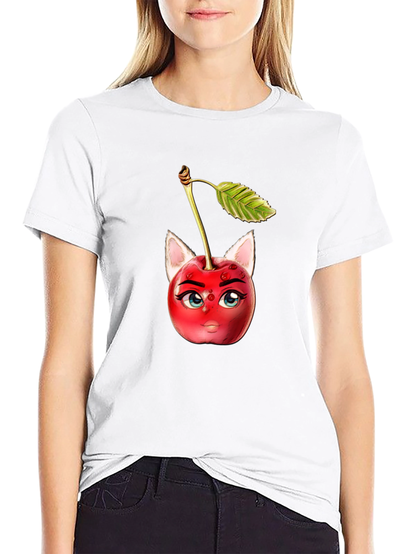 Whimsical Cherry Cat T-Shirt