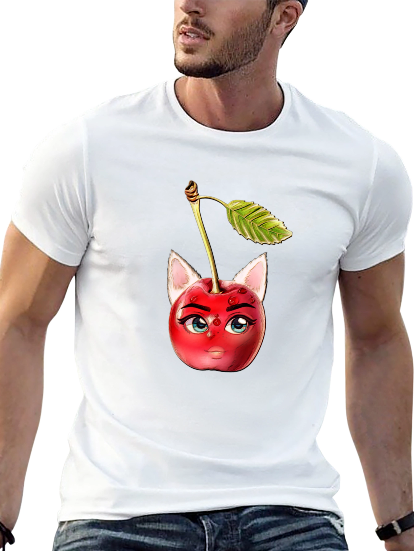Whimsical Cherry Cat T-Shirt