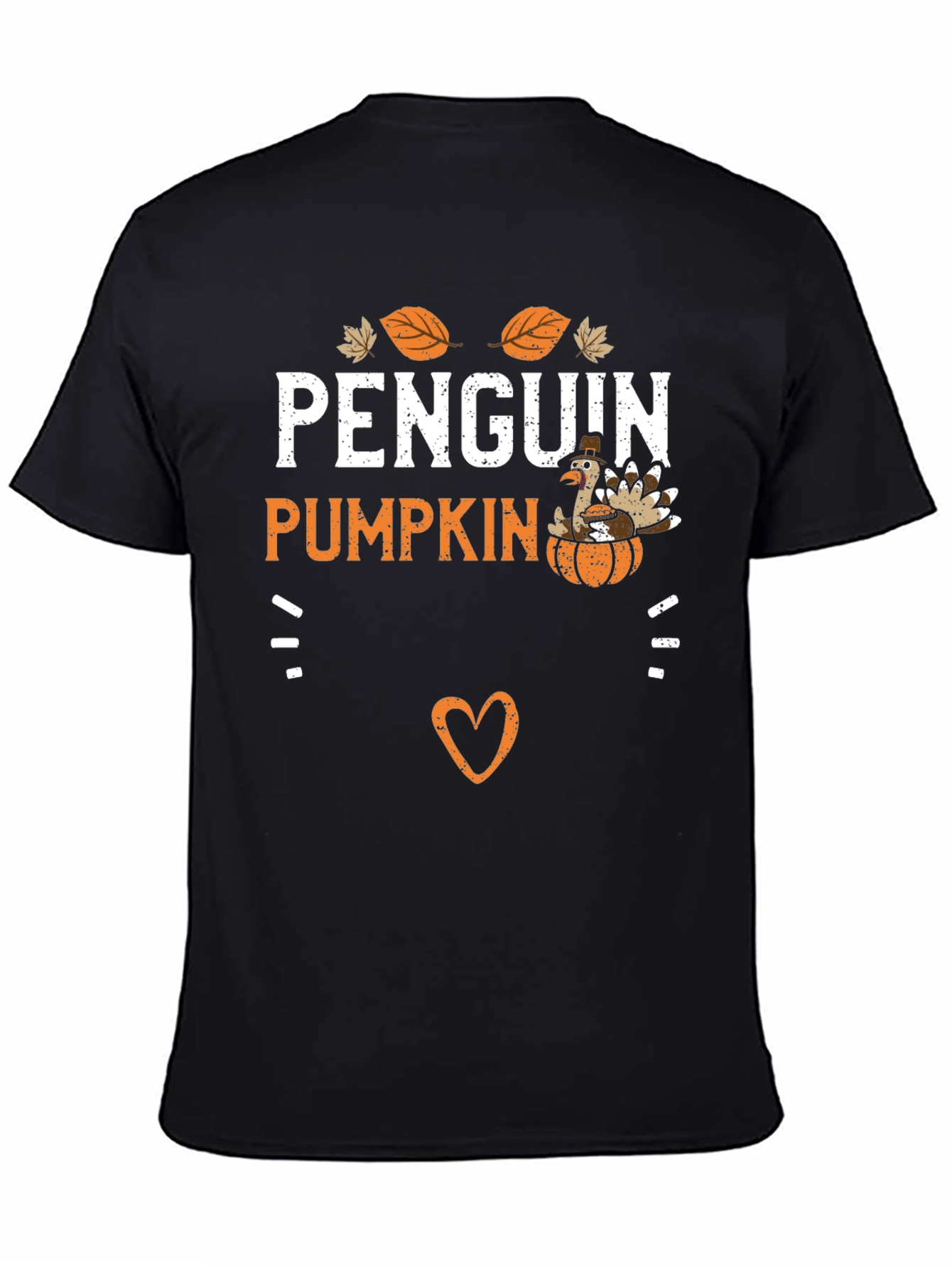 Penguin Pumpkin Thanksgiving Graphic T-Shirt