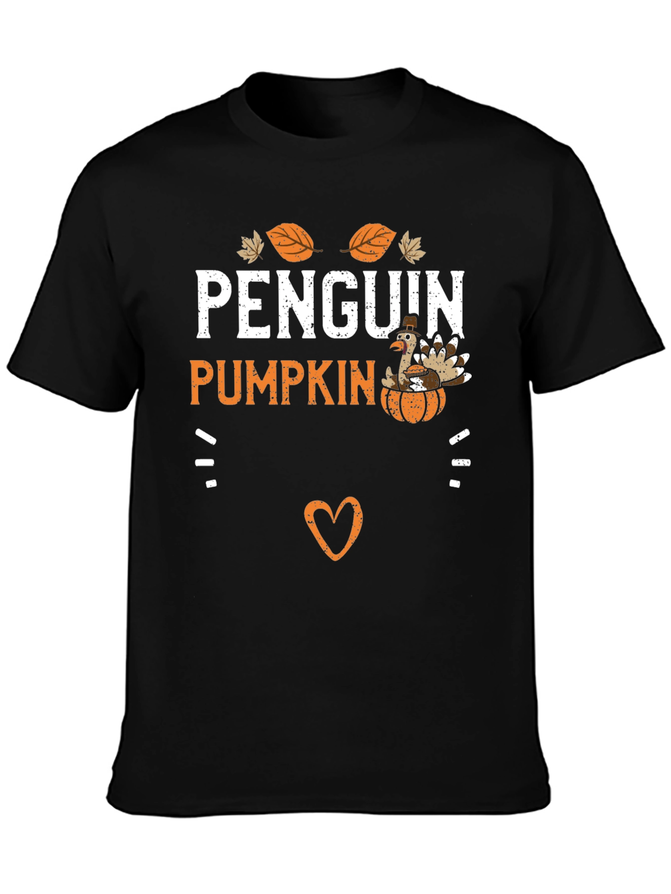 Penguin Pumpkin Thanksgiving Graphic T-Shirt