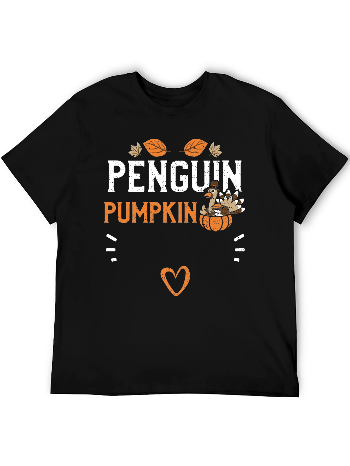 Penguin Pumpkin Thanksgiving Graphic T-Shirt