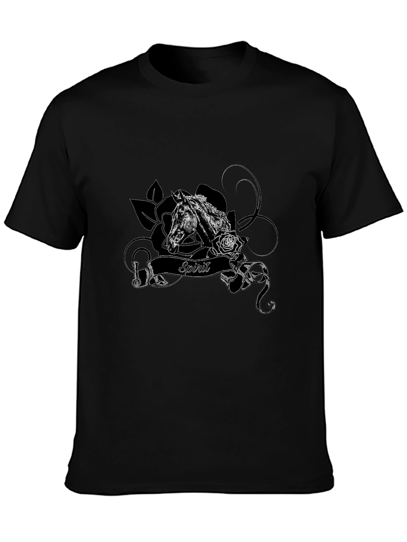 Spirit Horse Graphic Tee - Black Cotton Blend