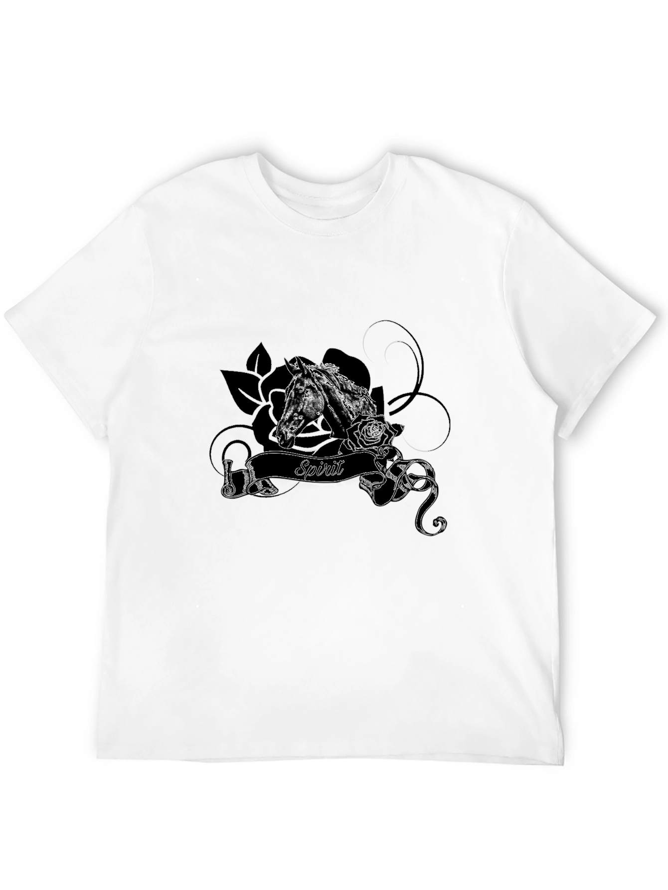 Spirit Horse Graphic Tee - Black Cotton Blend