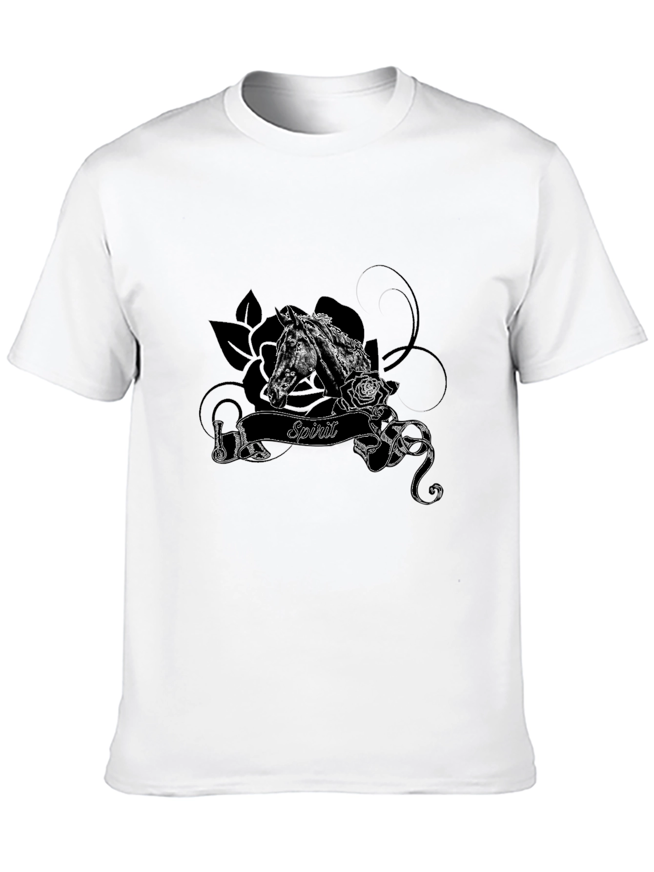 Spirit Horse Graphic Tee - Black Cotton Blend