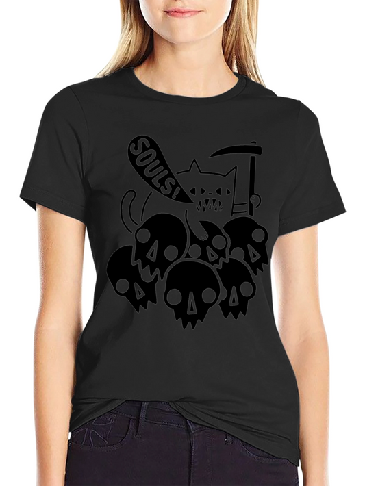 Grim Reaper Cat Black Graphic Tee