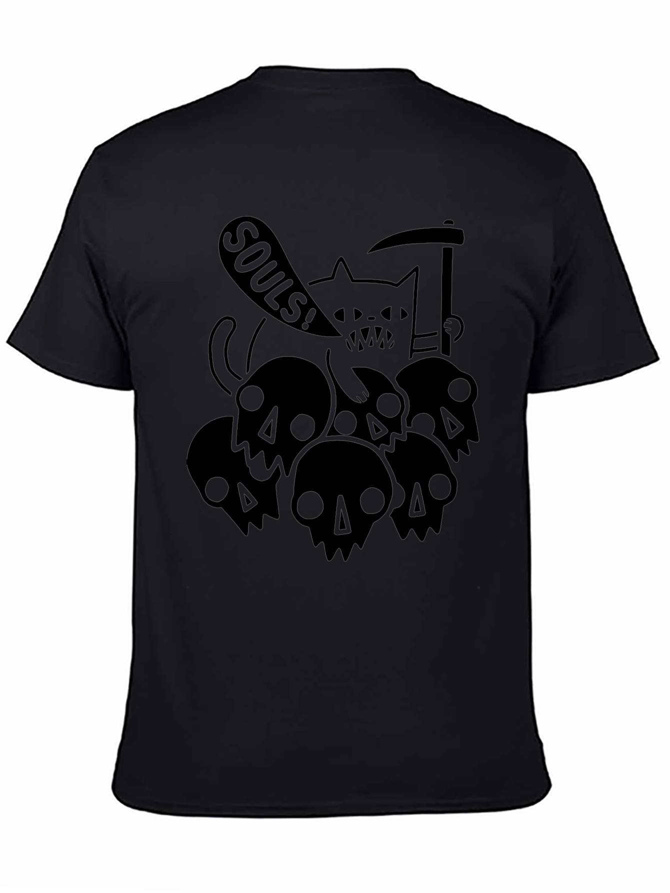 Grim Reaper Cat Black Graphic Tee