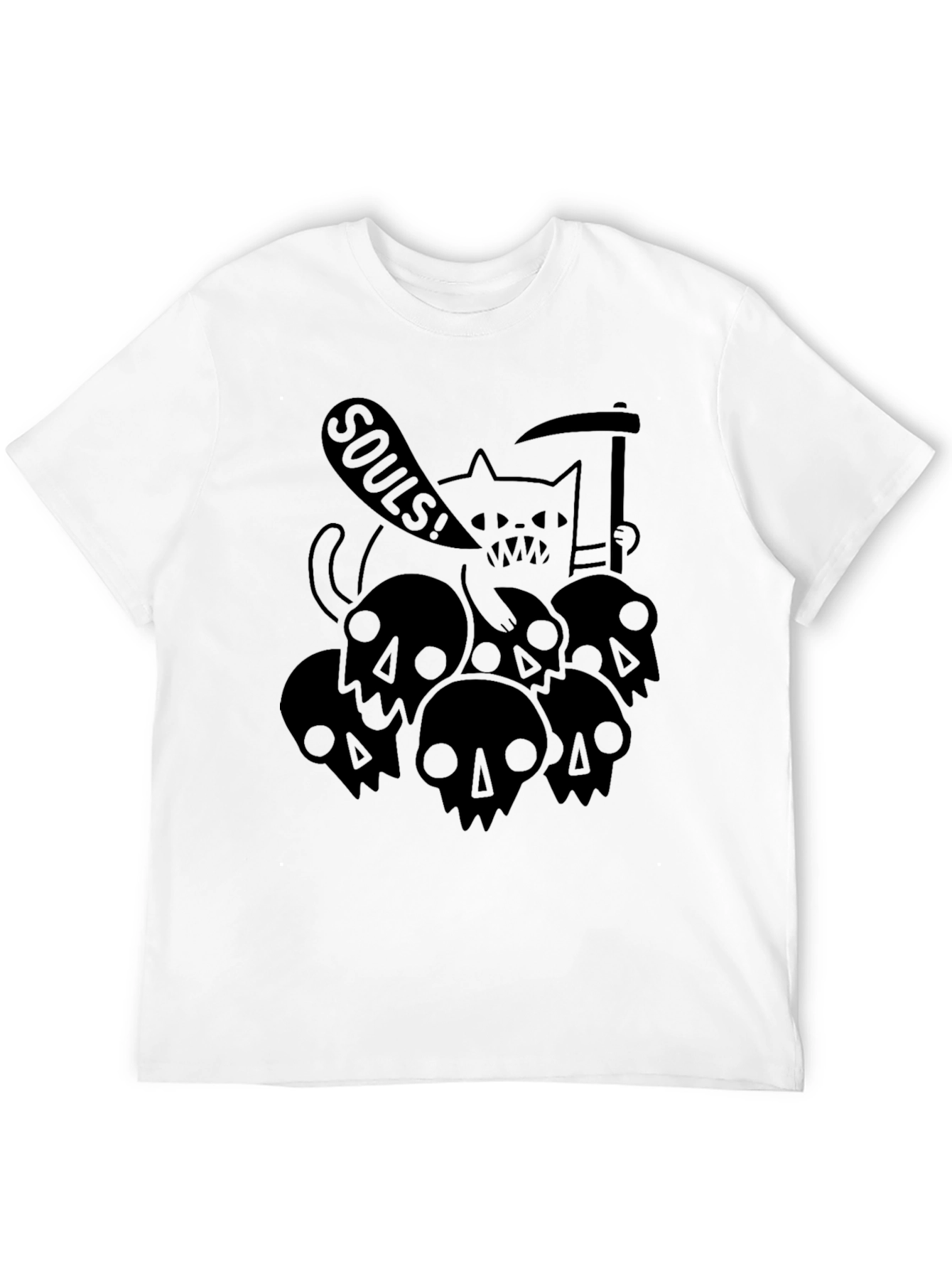 Grim Reaper Cat Black Graphic Tee