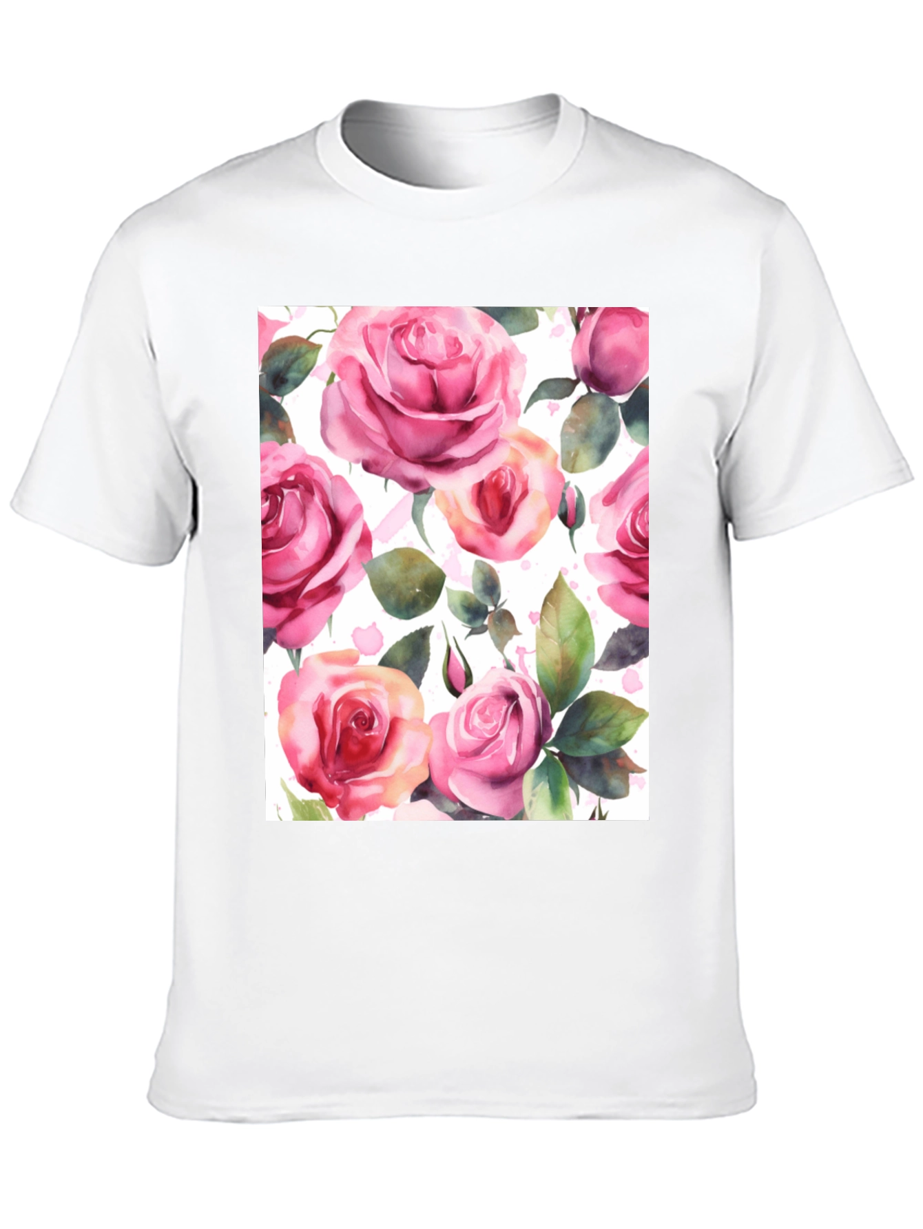 Floral Rose Print Black T-Shirt for Men