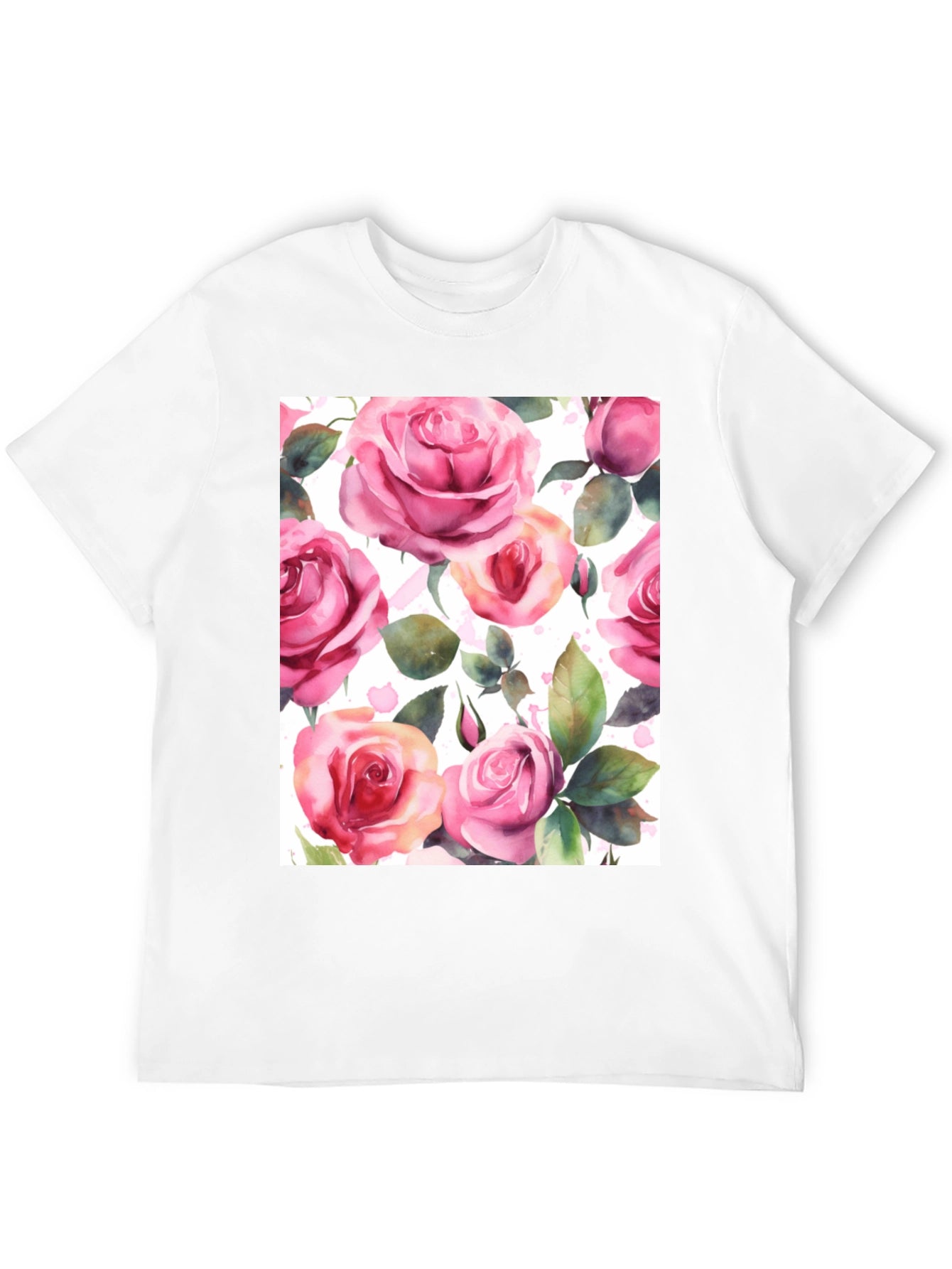 Floral Rose Print Black T-Shirt for Men