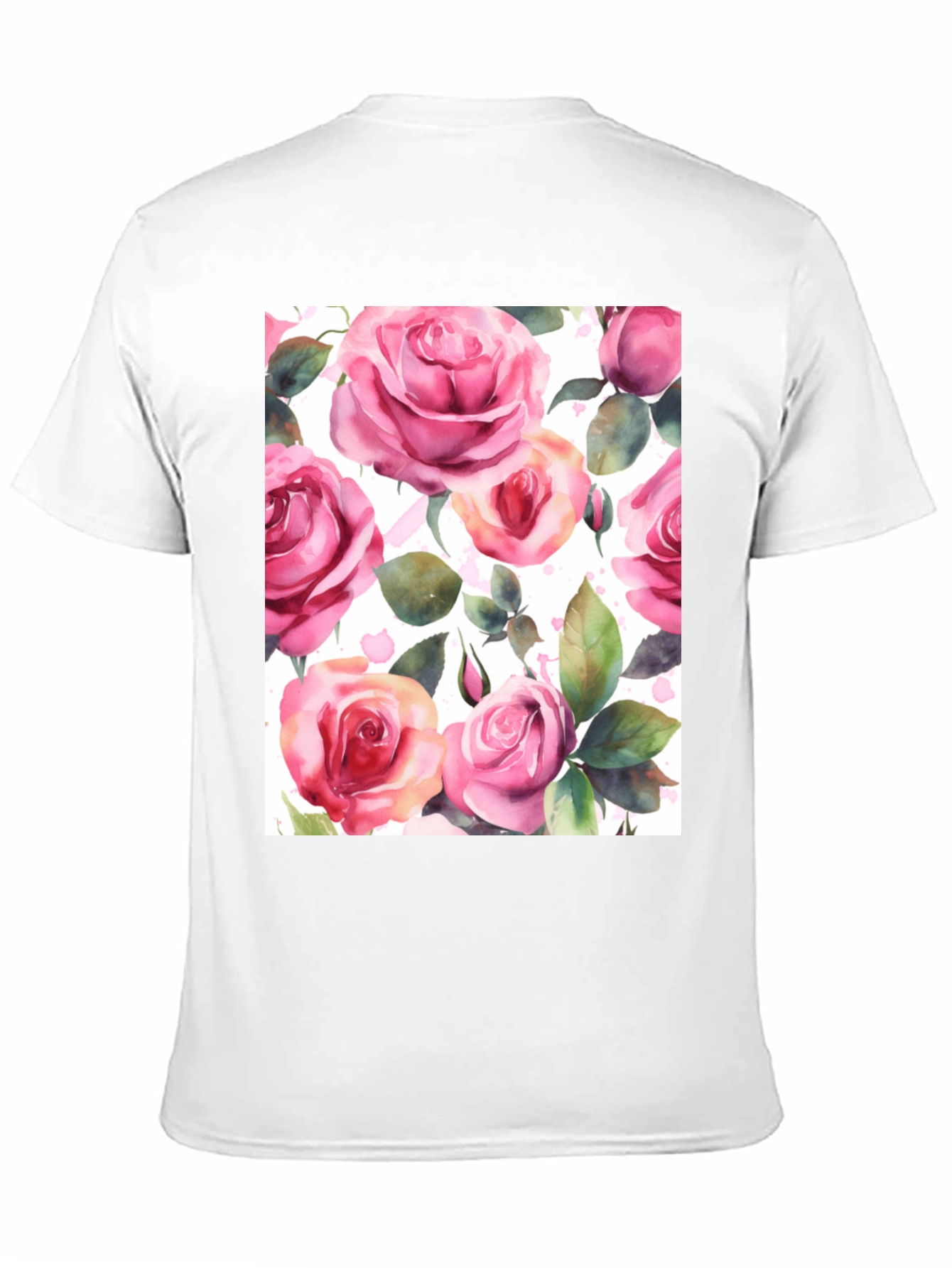 Floral Rose Print Black T-Shirt for Men