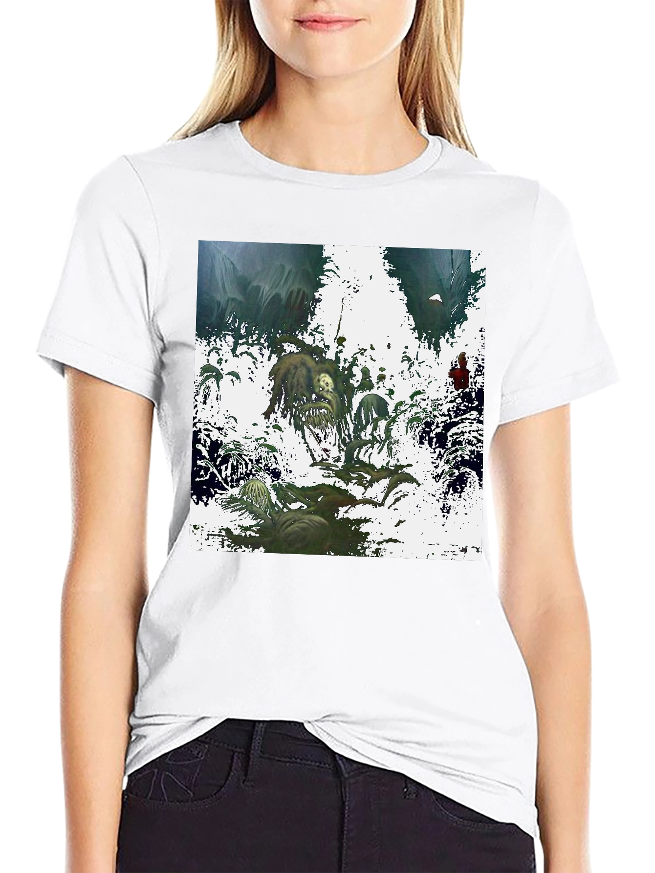 Artistic Graphic Print Black T-Shirt