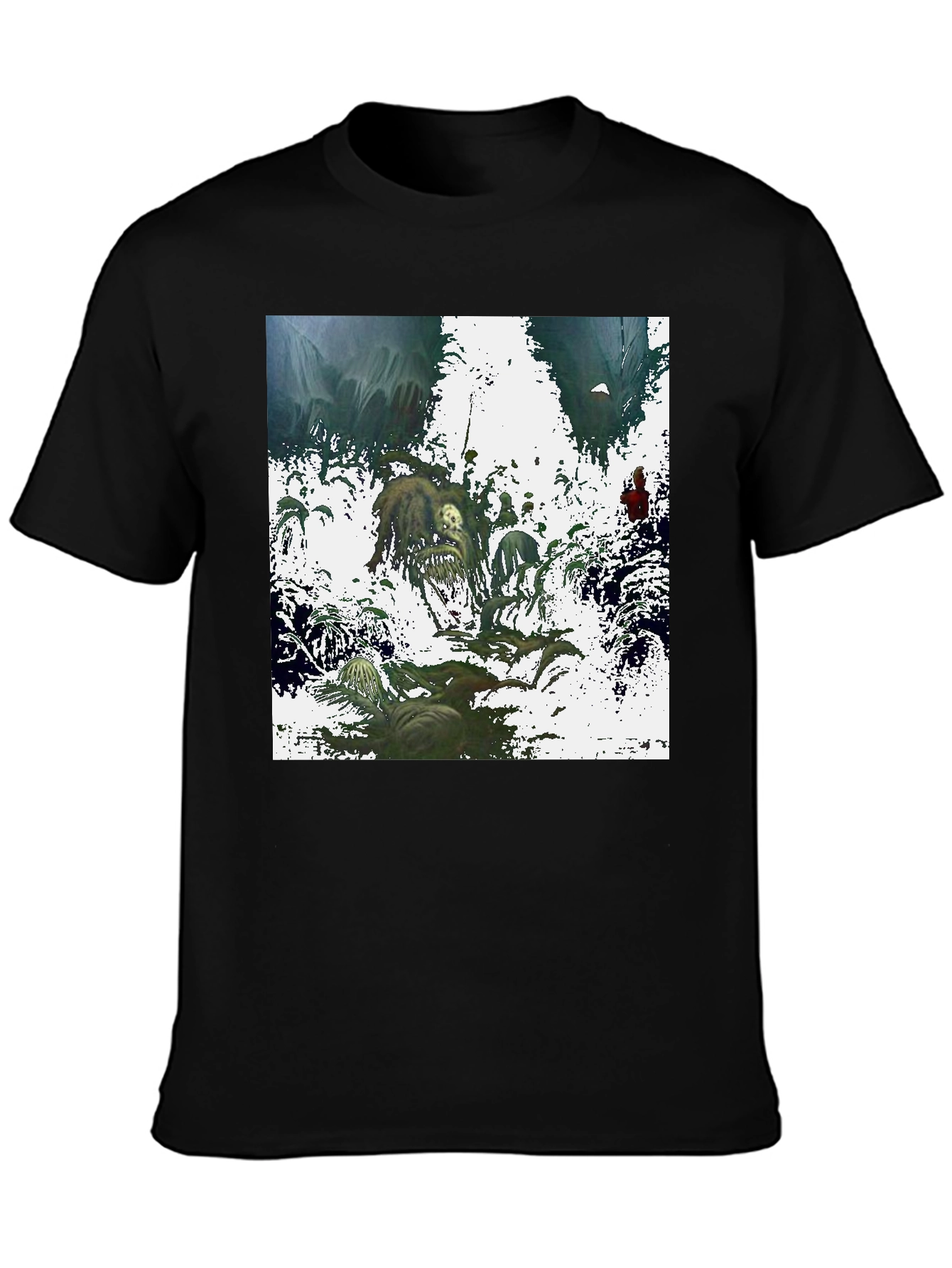 Artistic Graphic Print Black T-Shirt