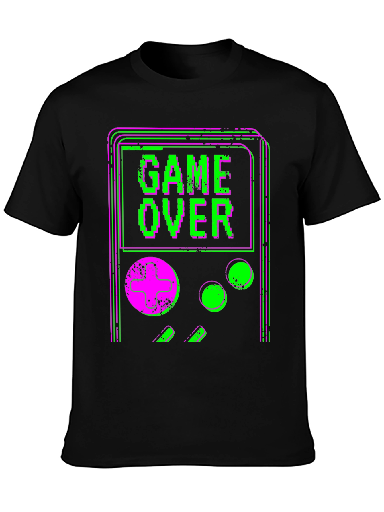 Game Over Retro Graphic Tee - Black Cotton T-Shirt