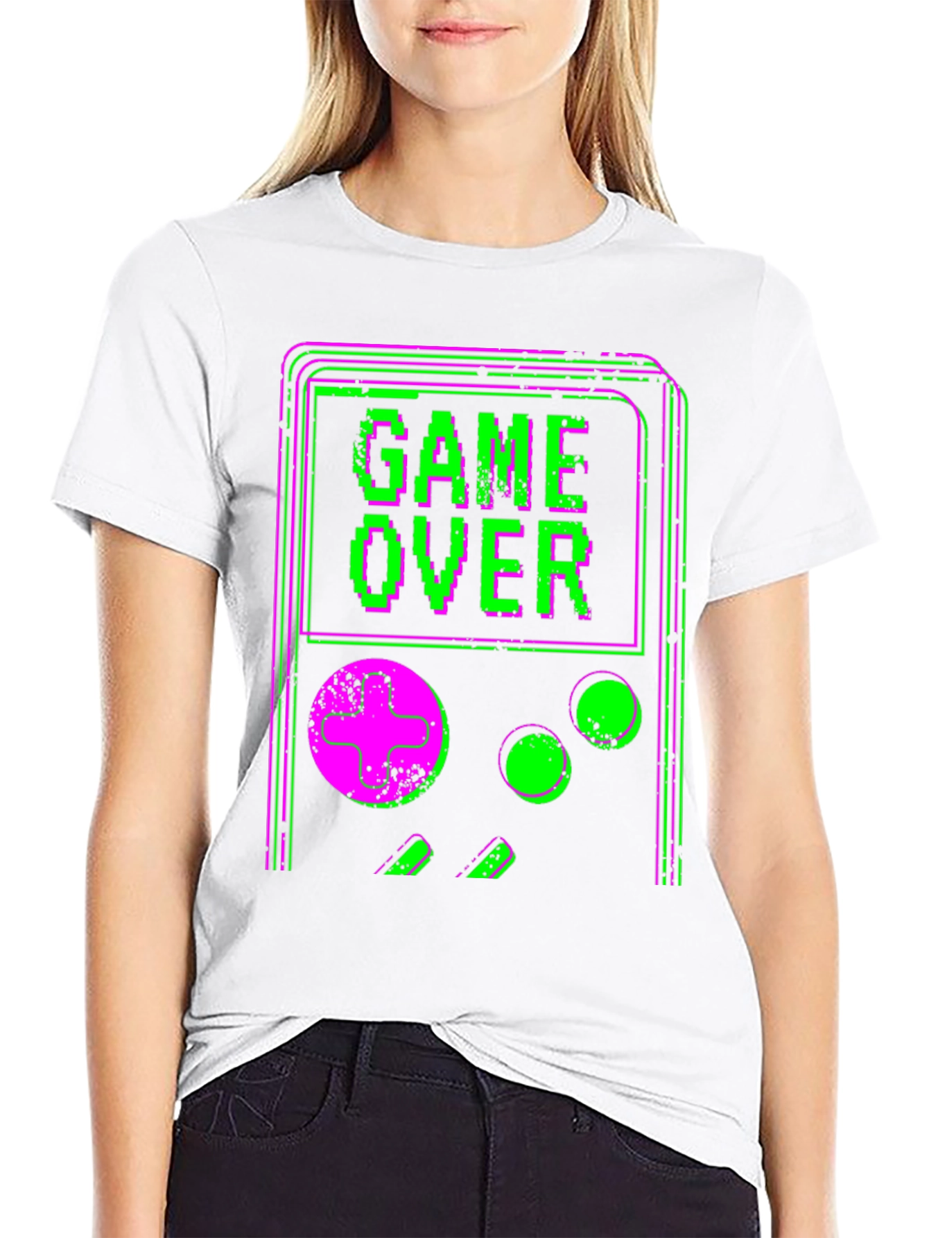 Game Over Retro Graphic Tee - Black Cotton T-Shirt