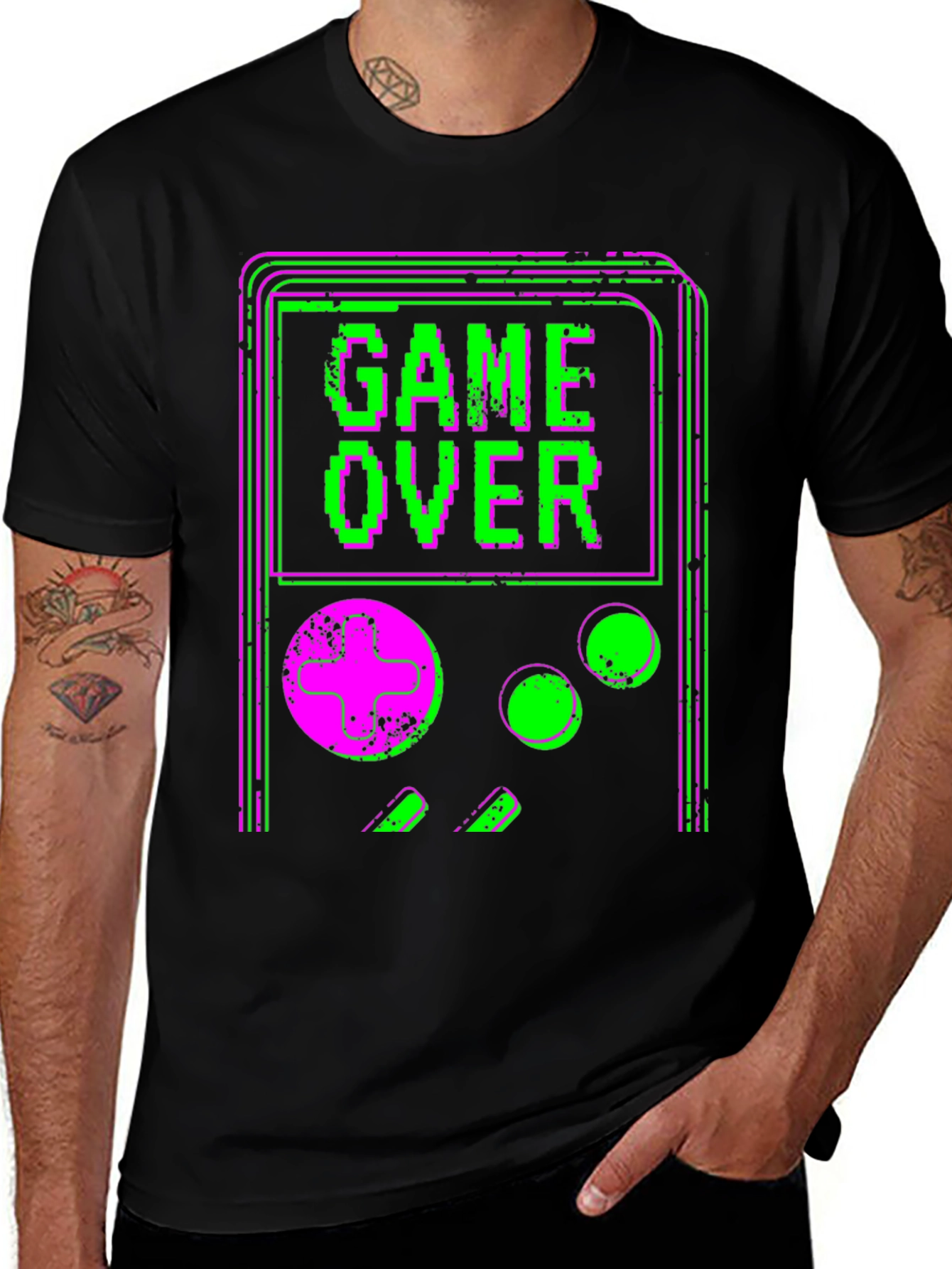 Game Over Retro Graphic Tee - Black Cotton T-Shirt