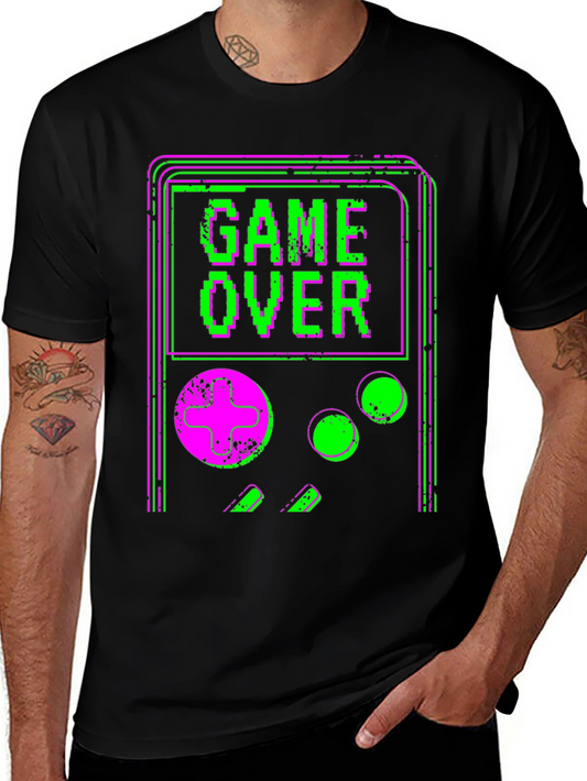 Game Over Retro Graphic Tee - Black Cotton T-Shirt