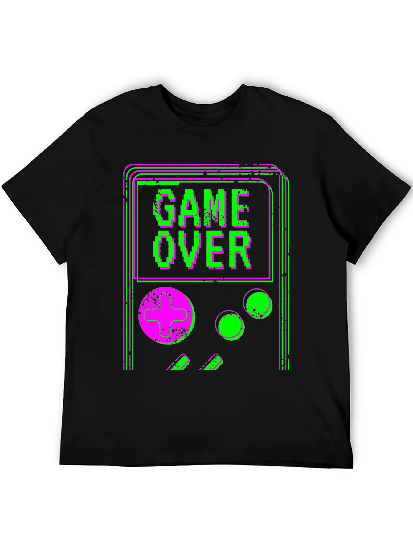 Game Over Retro Graphic Tee - Black Cotton T-Shirt
