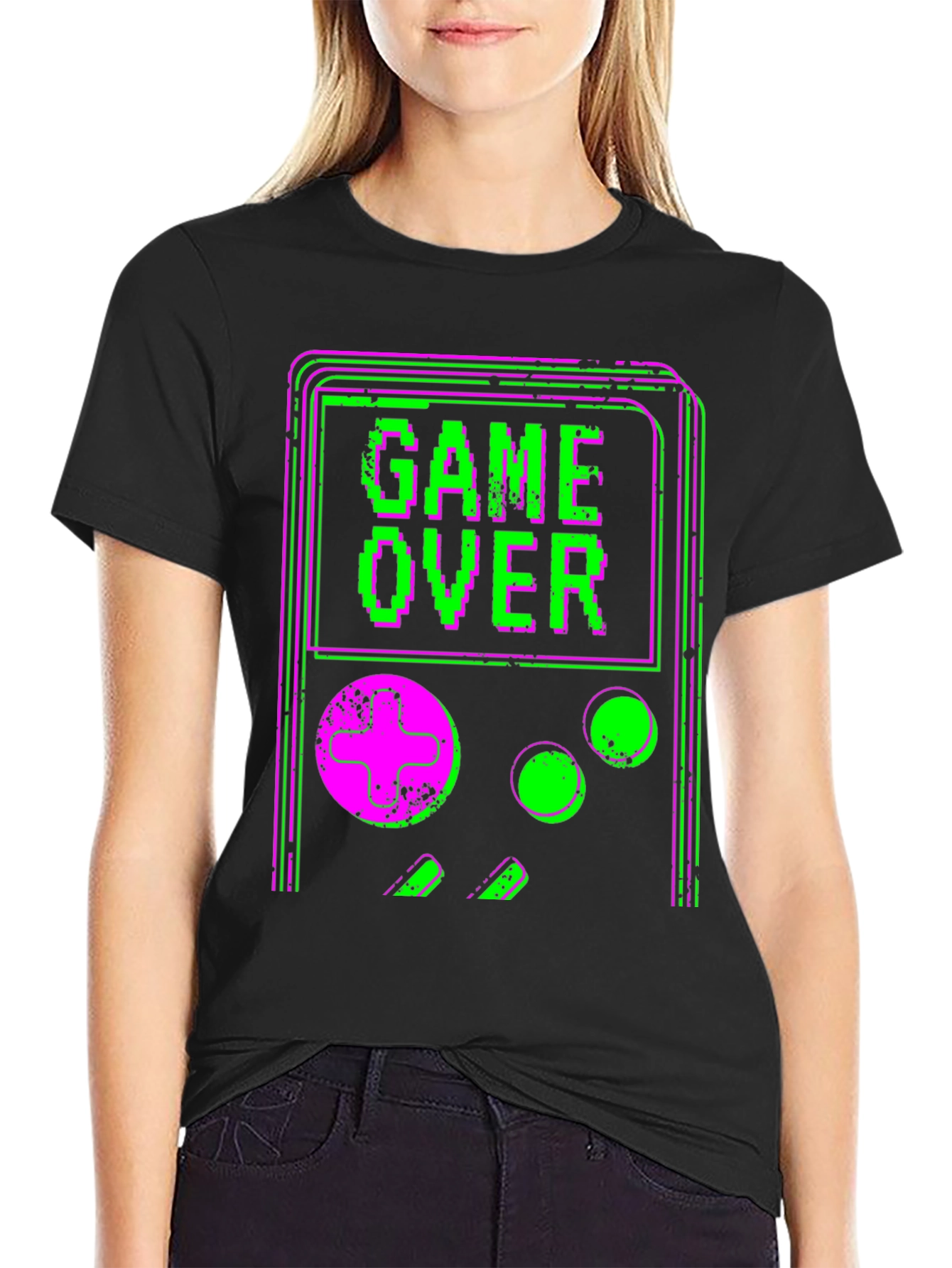 Game Over Retro Graphic Tee - Black Cotton T-Shirt