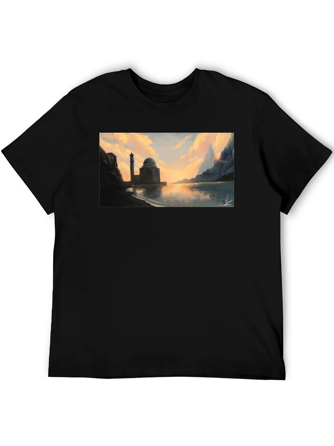 Mosque at Sunset Black T-Shirt