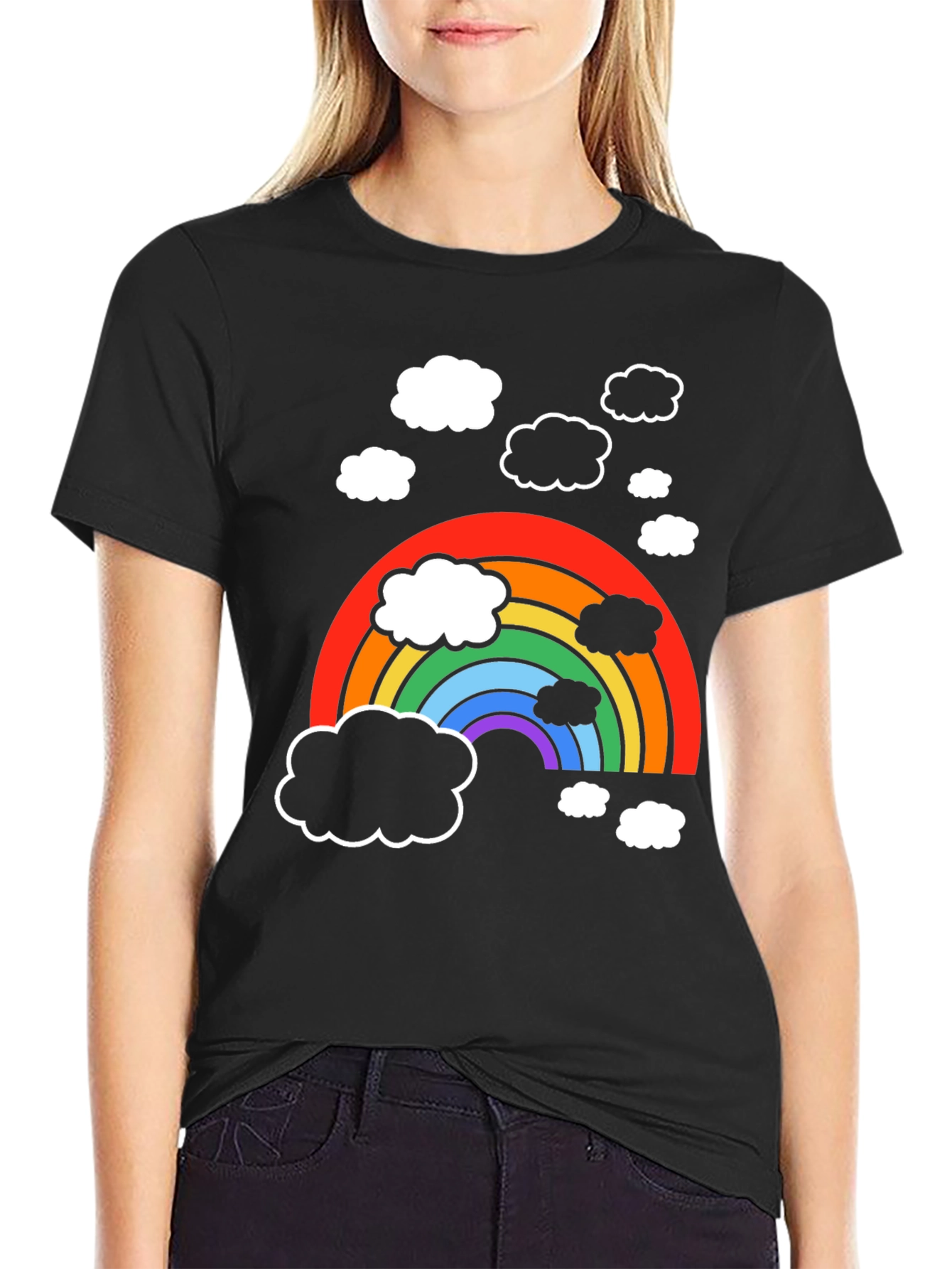 Rainbow Cloud Graphic T-Shirt - Soft Cotton Blend