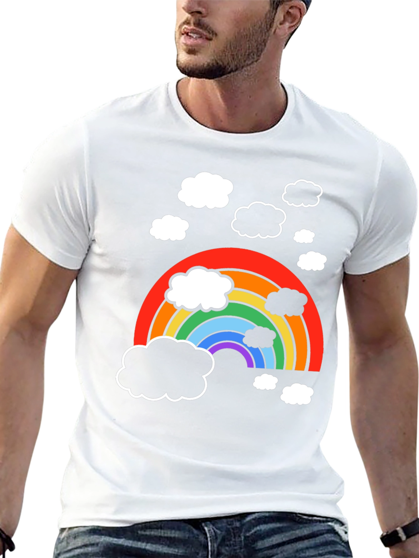 Rainbow Cloud Graphic T-Shirt - Soft Cotton Blend