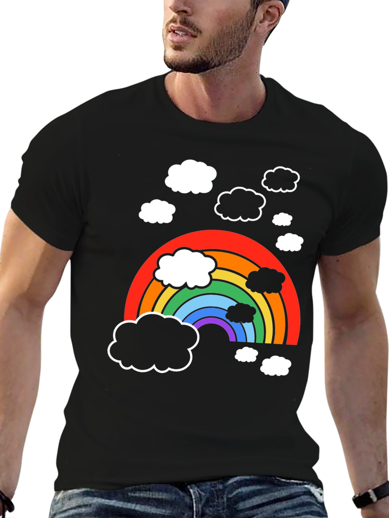 Rainbow Cloud Graphic T-Shirt - Soft Cotton Blend