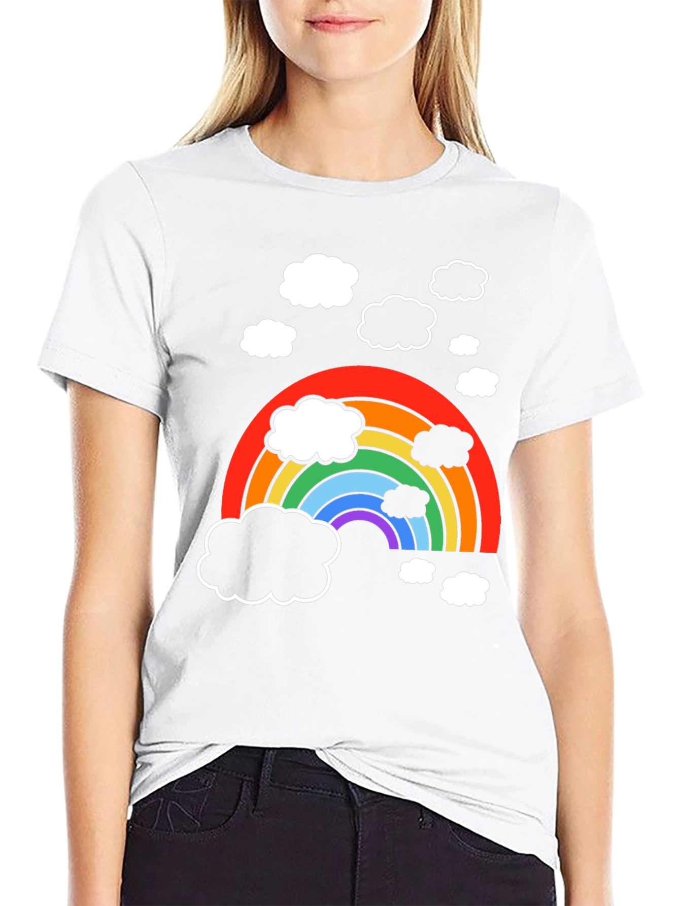 Rainbow Cloud Graphic T-Shirt - Soft Cotton Blend