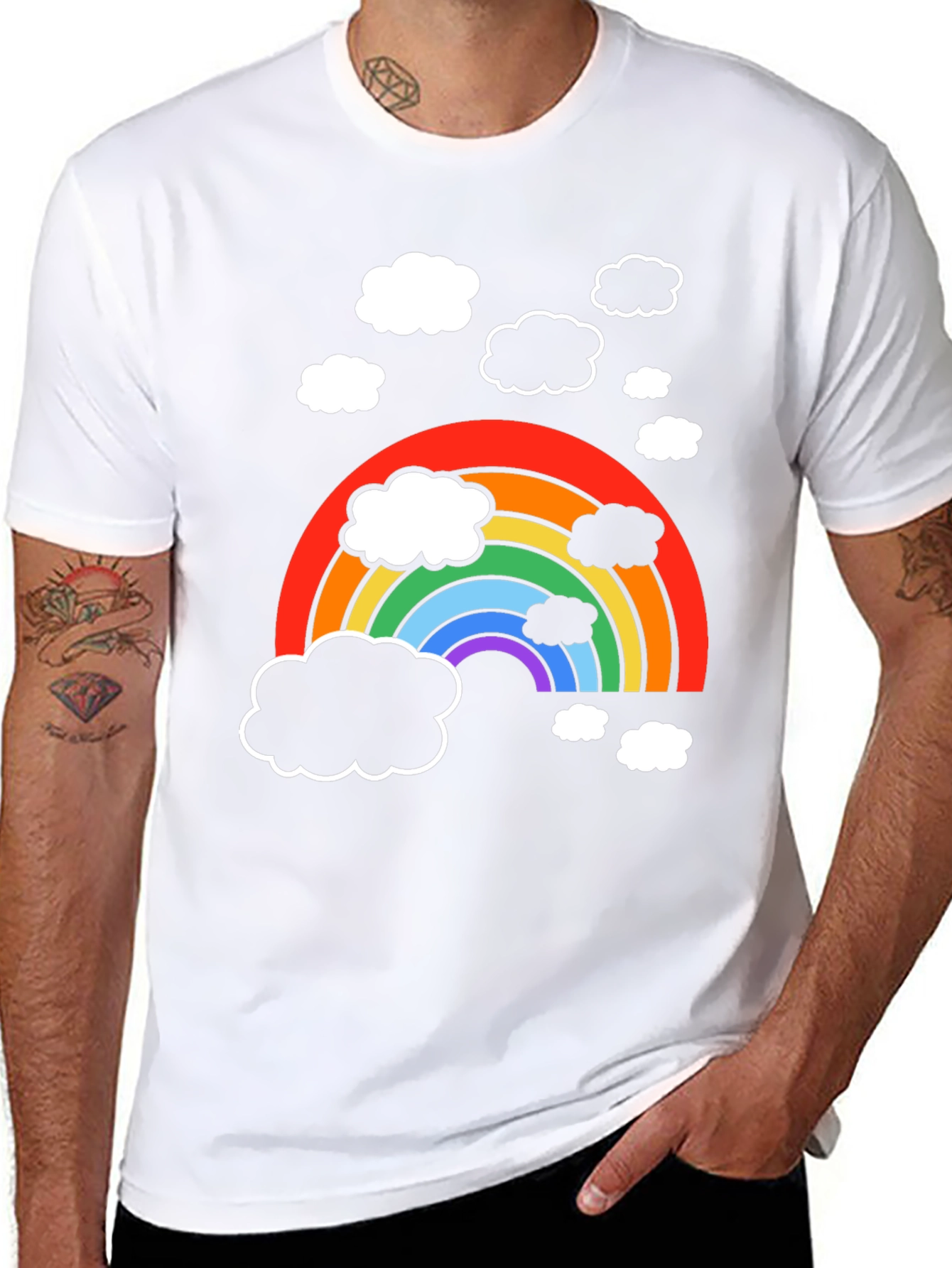Rainbow Cloud Graphic T-Shirt - Soft Cotton Blend