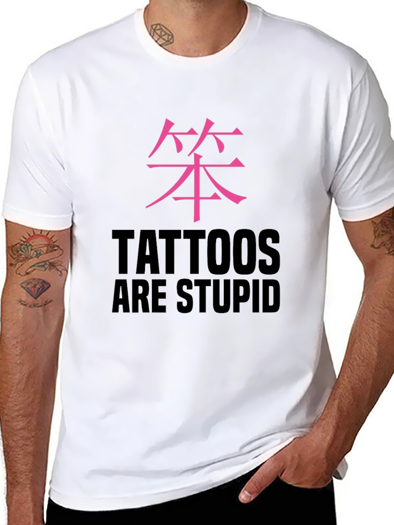 Tattoos are Stupid Graphic Tee - Mens Black T-Shirt
