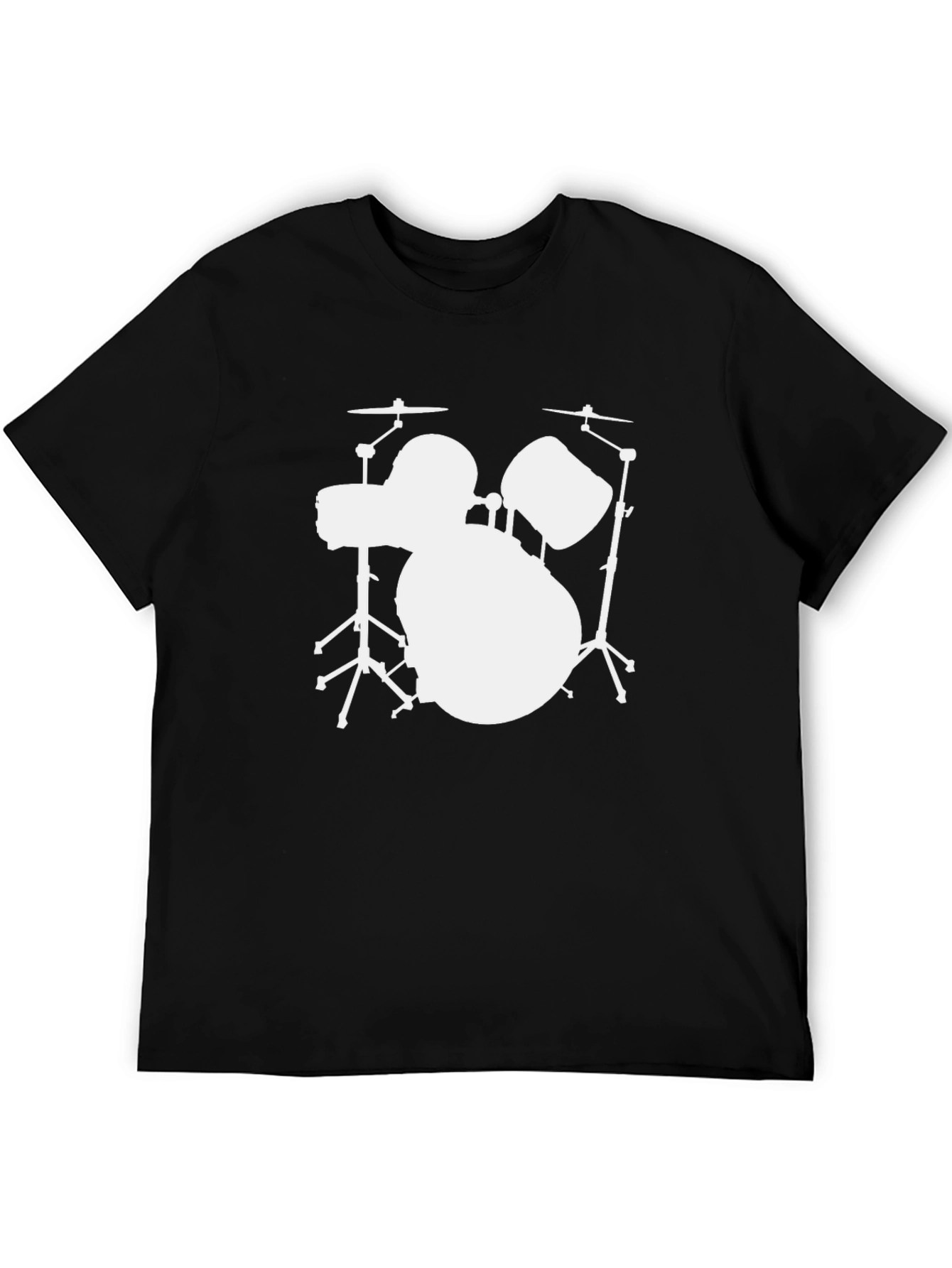 Drum Set Graphic Tee - Black Cotton Shirt