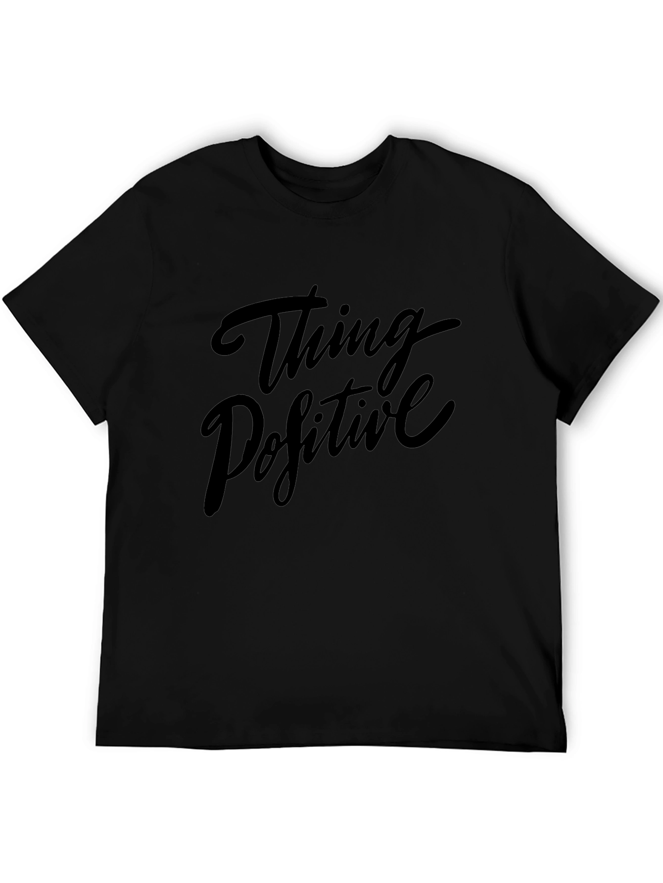 Think Positive Graphic Print Black T-Shirt